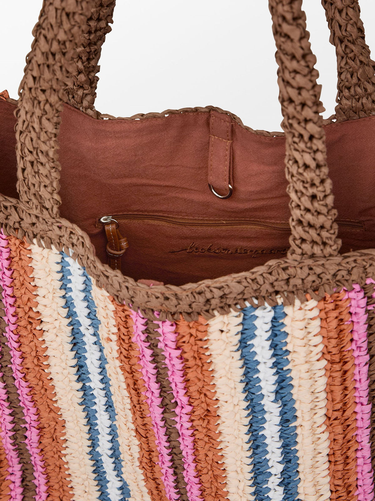 Stripe Straw Tota Bag OneSize Becksöndergaard.se