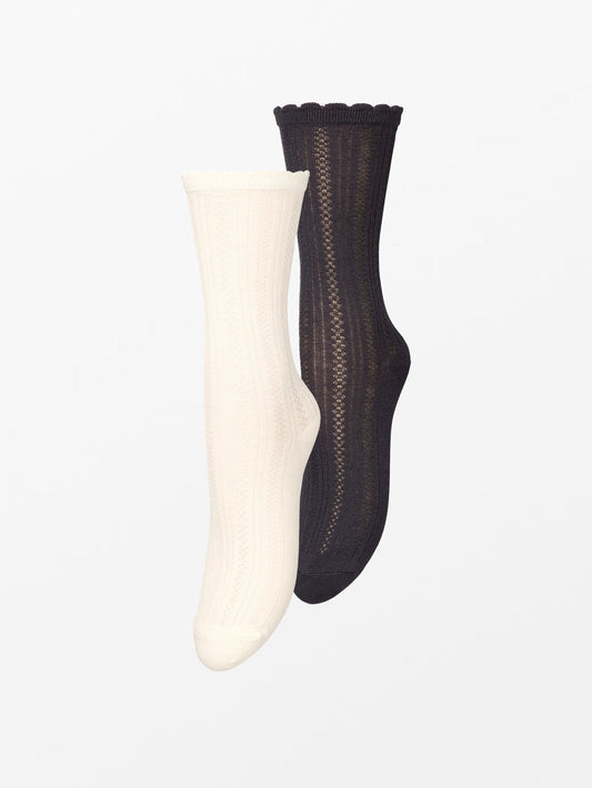 Becksöndergaard, Crochia Cotta Sock 2 Pack - Off-White/Blue, gifts, black week, black week