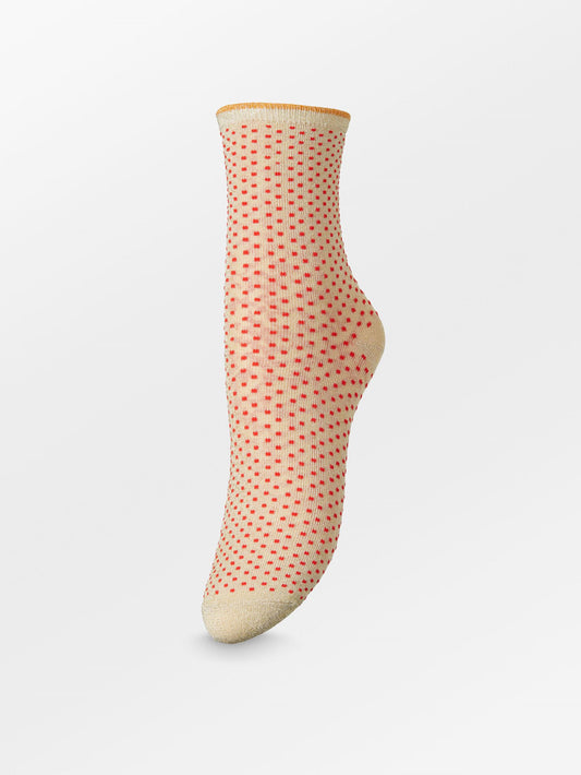 Dina Small Dots Sock - Beige/Red Socks Becksöndergaard.se