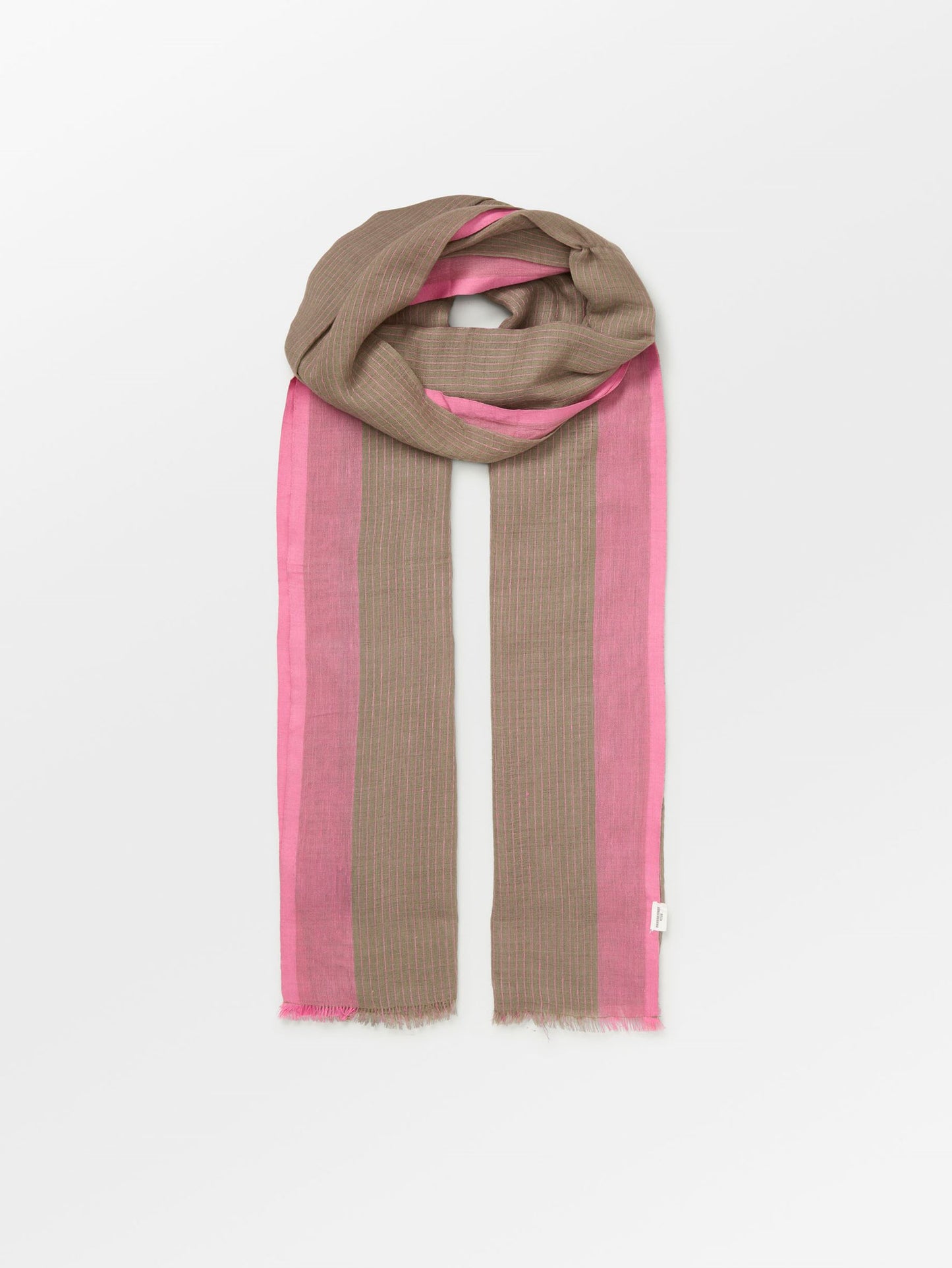 Becksöndergaard, Stripy Cowea Scarf - Carmine Pink, scarves, sale, sale, scarves, scarves, black week, black week