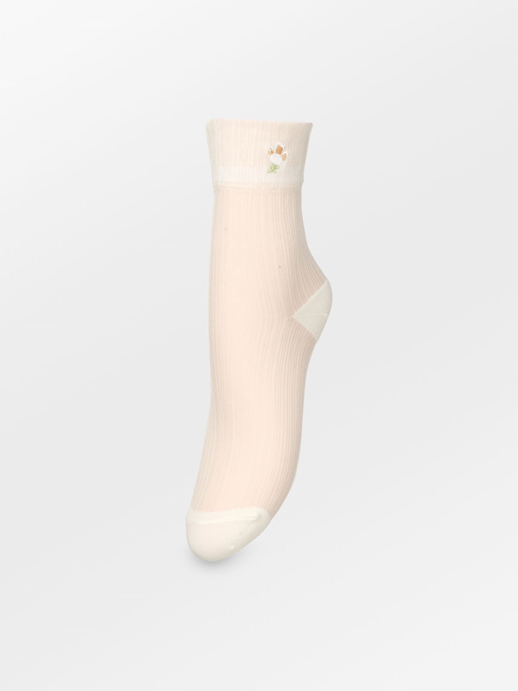 Becksöndergaard, Floral Sheer Sock - Birch White, socks, archive, archive, sale, sale, socks, black week, black week