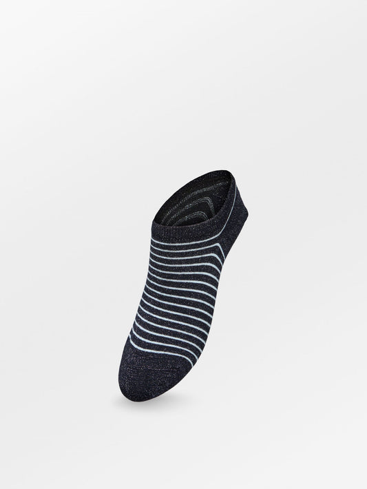 Stripe Glitter Sneakie Sock - Blue Socks Becksöndergaard.se