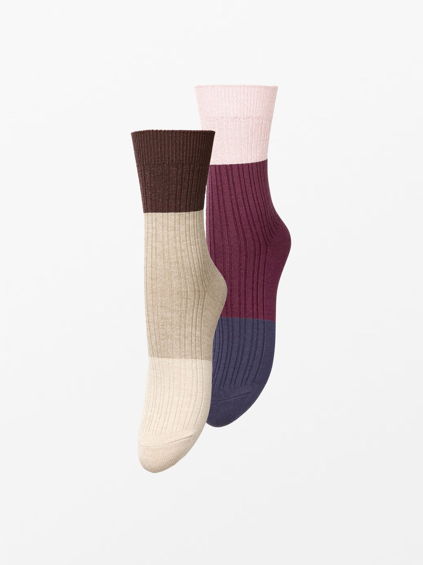 Becksöndergaard, Colourblock Bam Sock 2 Pack - Off-White/Blue, socks, socks, black week, black week
