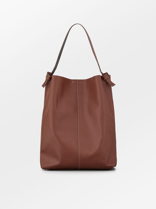 Glossy Mae Leather Shopper Bag - Brown OneSize Becksöndergaard.se