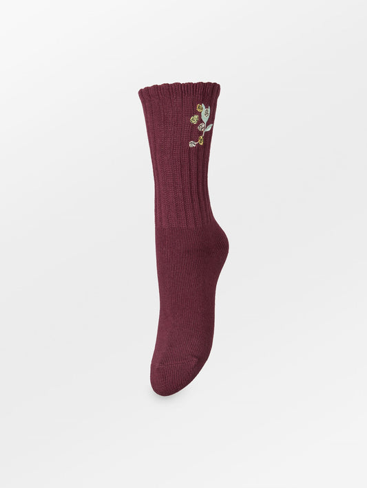 Becksöndergaard, Rosy Cotta Sock - Fig Red, socks, archive, archive, sale, sale, socks, socks, black week, black week, socks