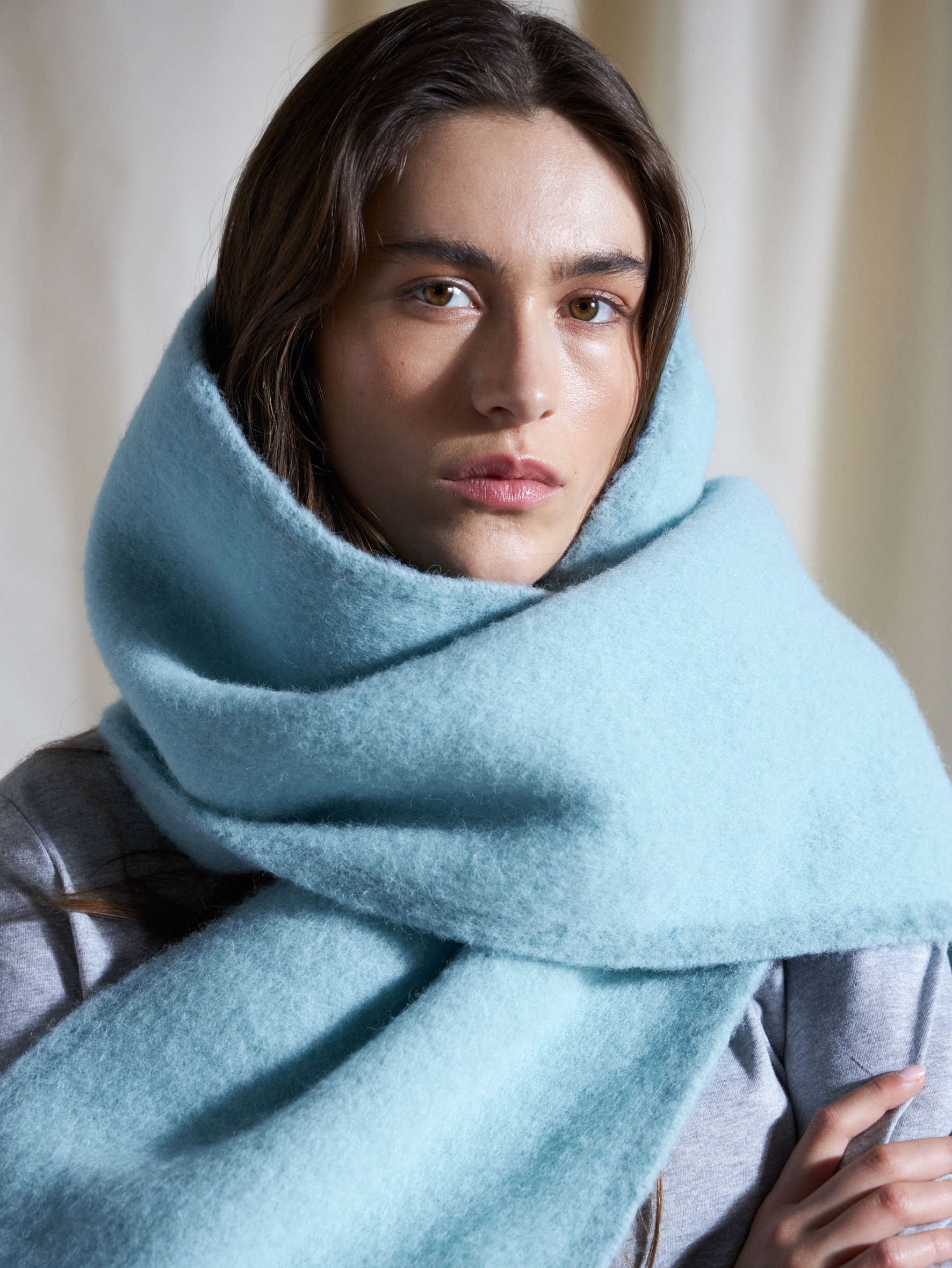 Solid Yuta Scarf - Turquoise OneSize Becksöndergaard.se