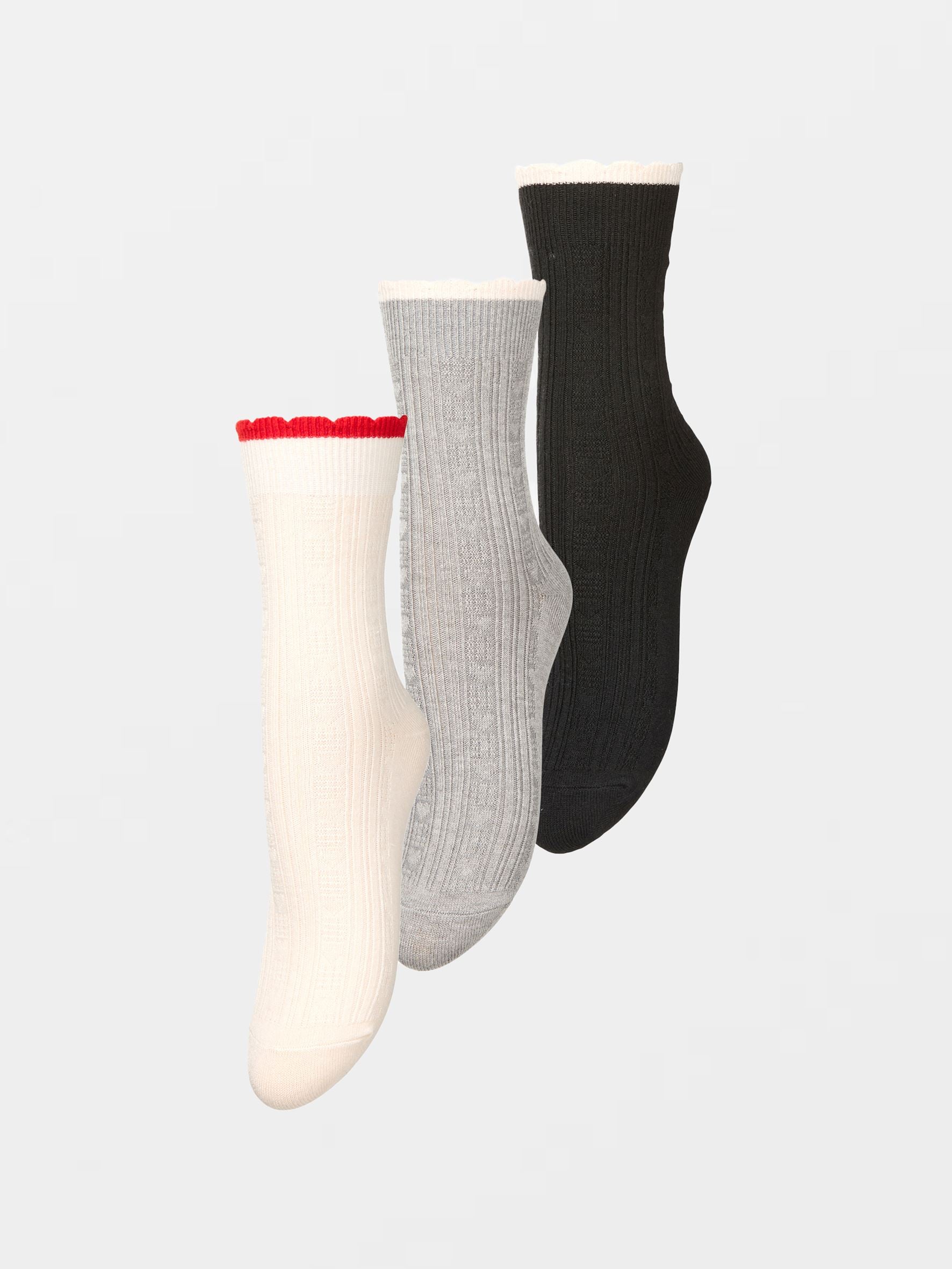 Becksöndergaard, Scallop Sock 3 Pack - Black/Grey/White, archive, archive, black week, black week