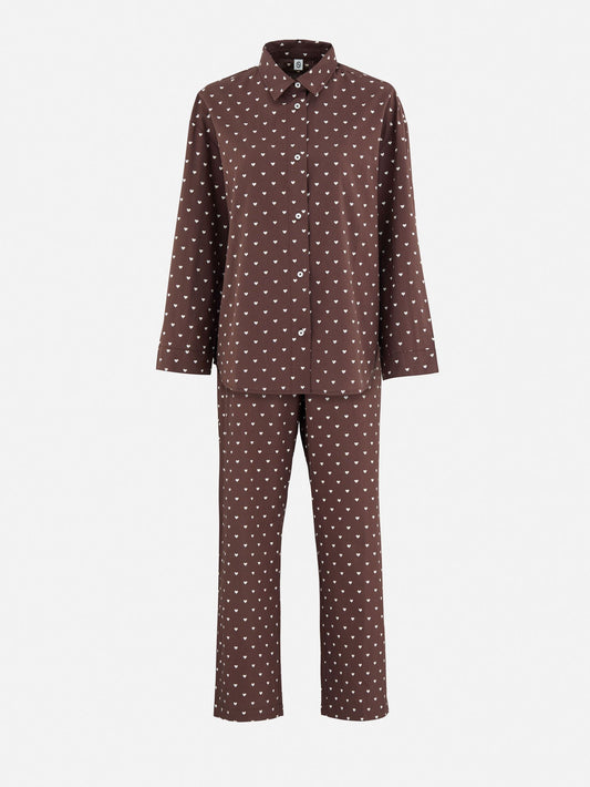 Becksöndergaard, Amor Pyjamas Set - Brown/Off-white, homewear, gifts, gifts, gifts, black week, black week