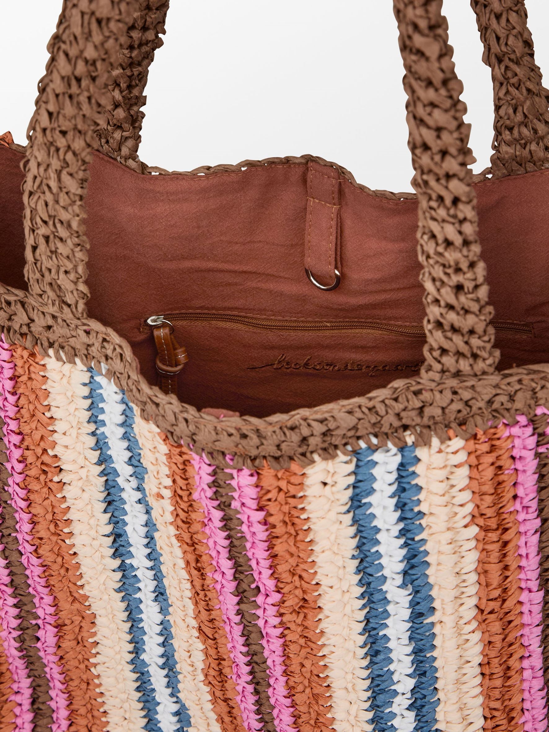 Stripe Straw Tota Bag OneSize Becksöndergaard.se