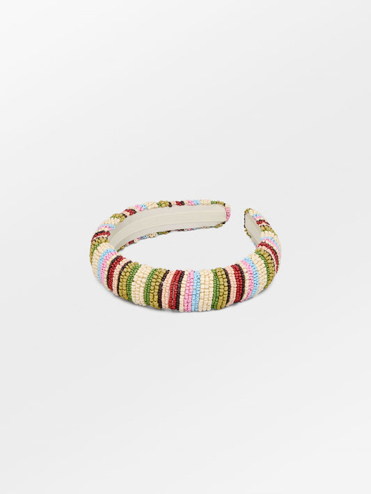 Becksöndergaard, Stripes Midi Beaded Hairbrace - Khaki Green, accessories, accessories, accessories