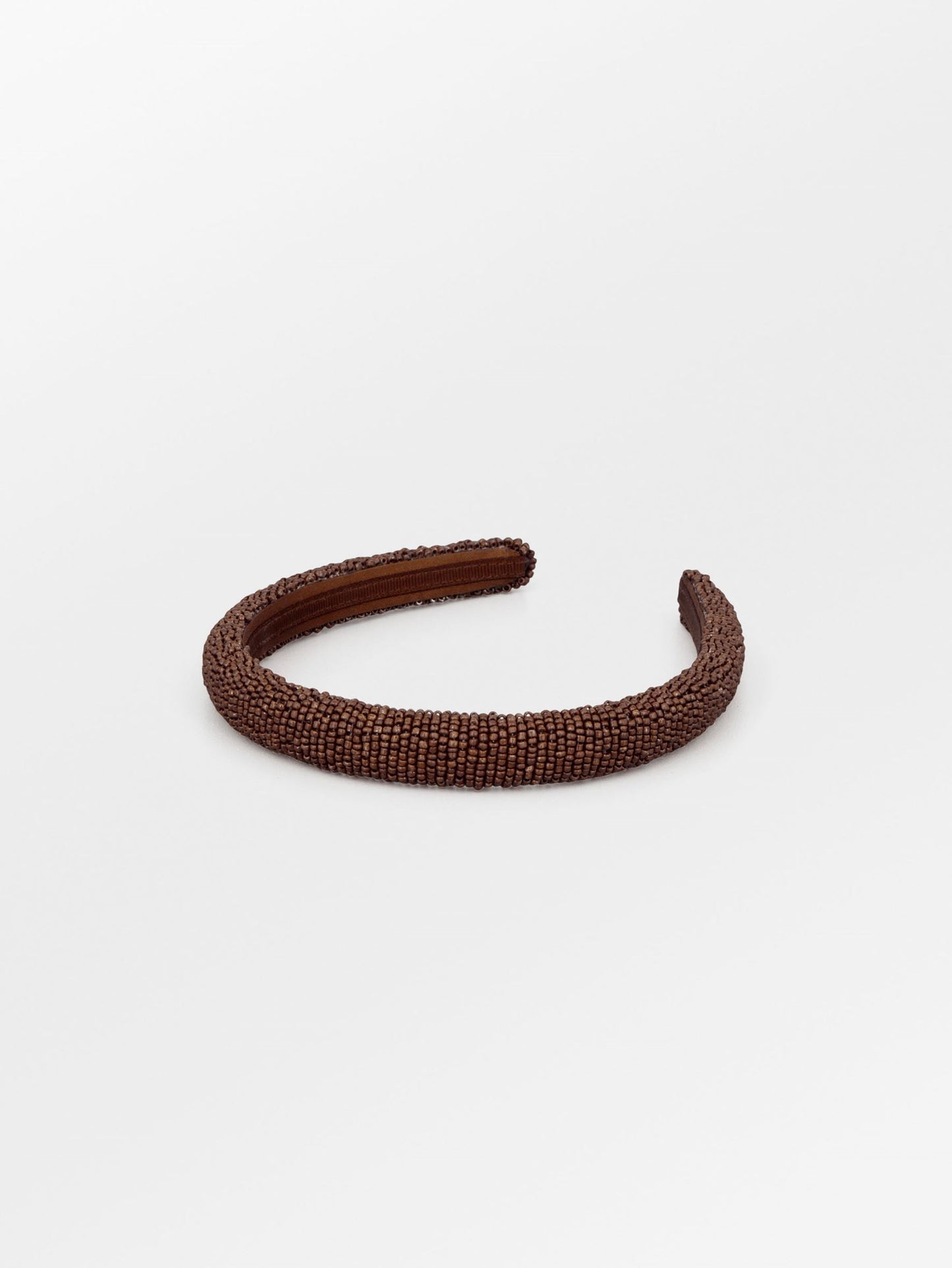 Solid Slim Beaded Hairbrace - Brown OneSize Becksöndergaard.se