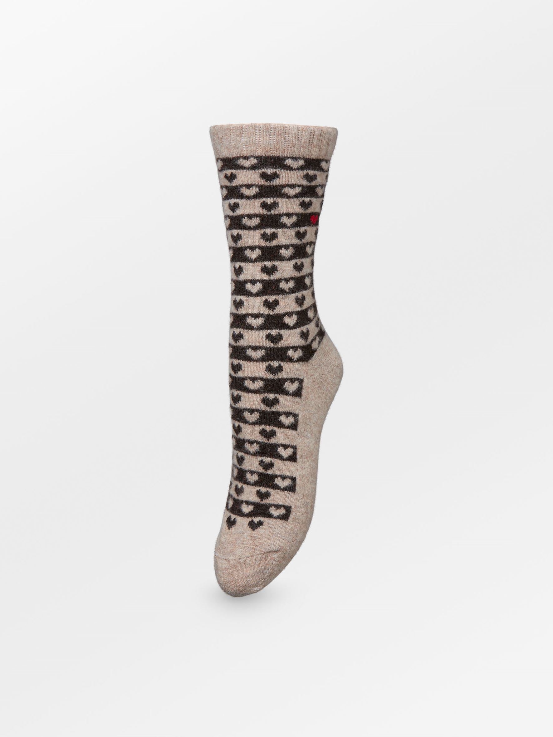 Becksöndergaard, Heart Wola Sock - Soft Beige, socks, news, xmas2025