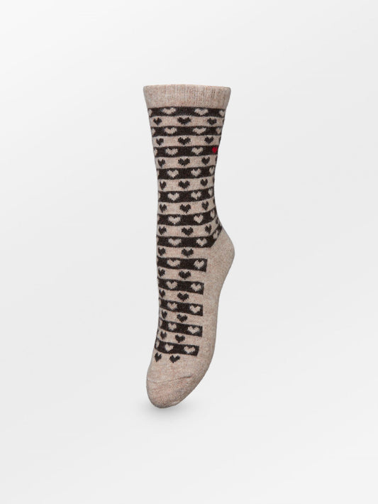Becksöndergaard, Heart Wola Sock - Soft Beige, socks, news, xmas2025
