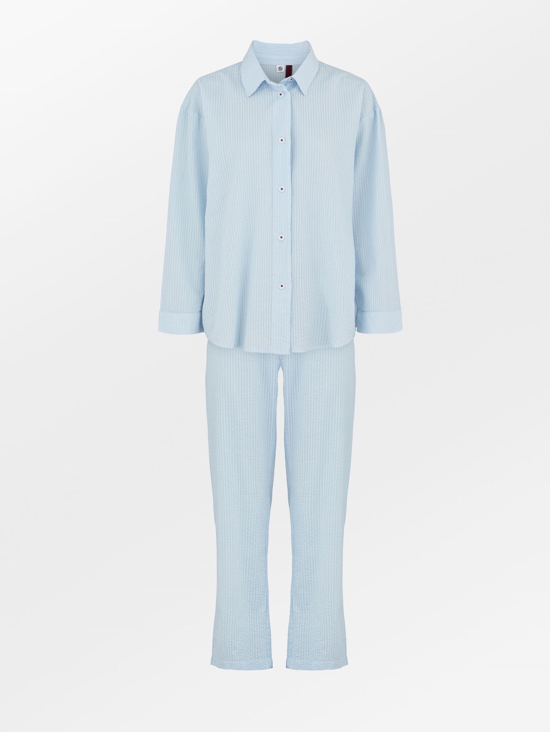 Seersucker Pyjamas Set - Blue Clothing Becksöndergaard.se