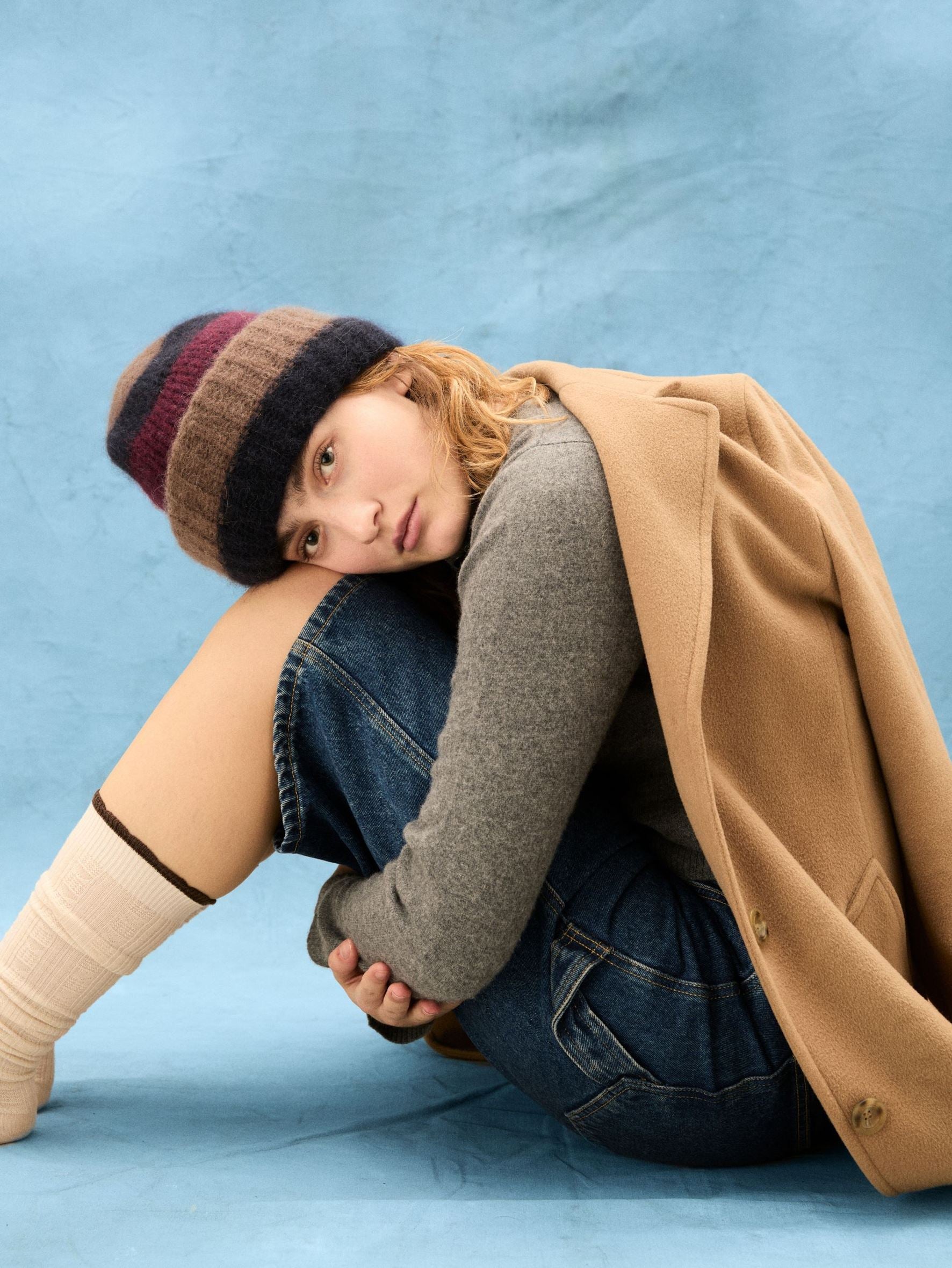 Becksöndergaard, Striped Soloma Beanie - Burgundy, accessories, winter accessories, accessories, winter accessories, gifts, black week, black week