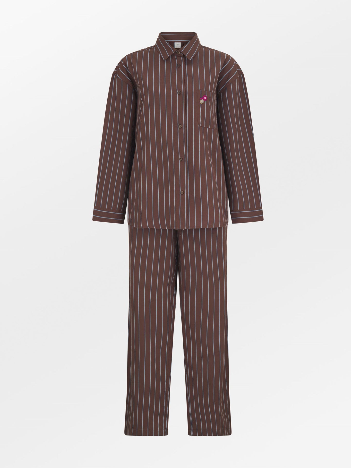 Becksöndergaard, Striped Wintaflora Pyjamas Shirt - Hot Fudge Brown, homewear, homewear