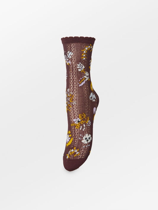 Becksöndergaard, Fiora Cotta Sock - Maroon Brown, socks, socks, socks