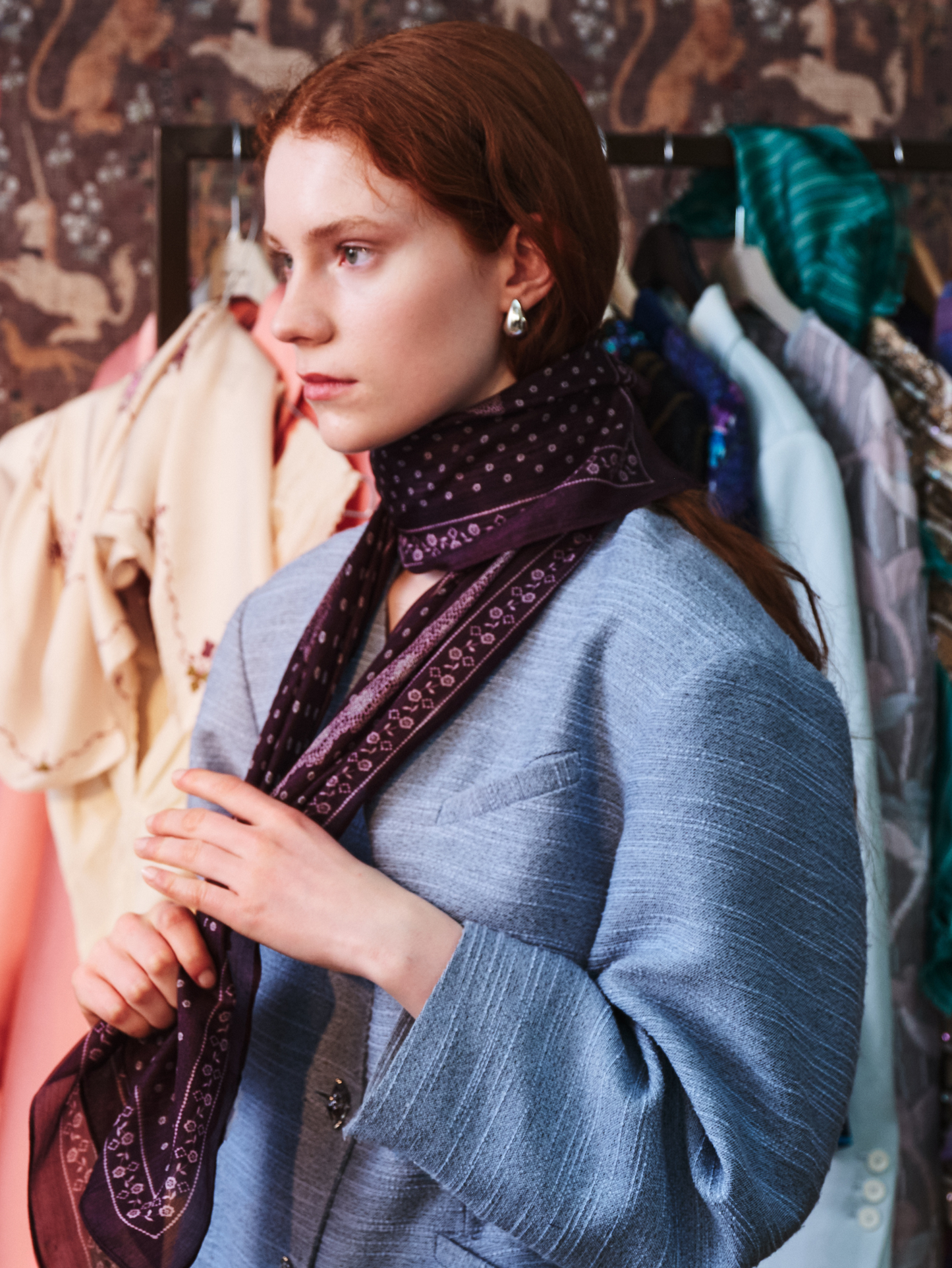 Becksöndergaard, Lacia Tabby Sia Scarf - Fig Red, scarves, scarves, scarves, scarves, gifts, black week, black week