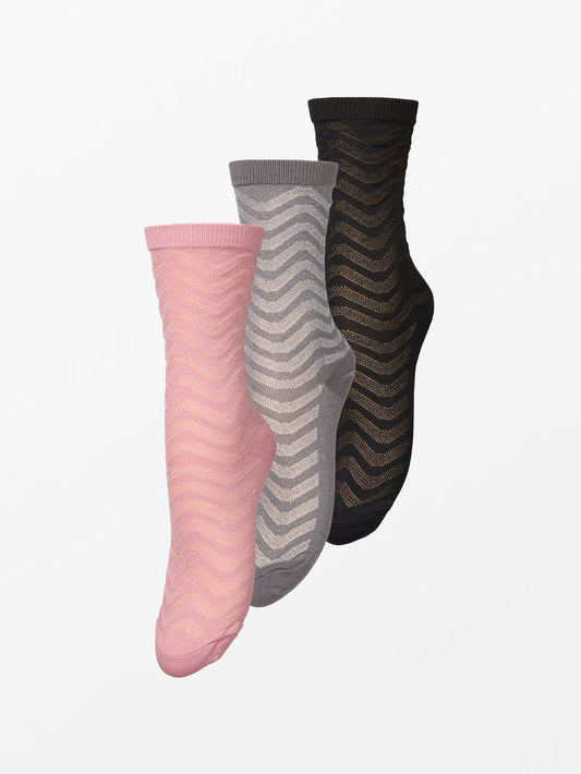 Becksöndergaard, Mina Glitter Sock 3 Pack - Black/Gray/Pink, black week, black week