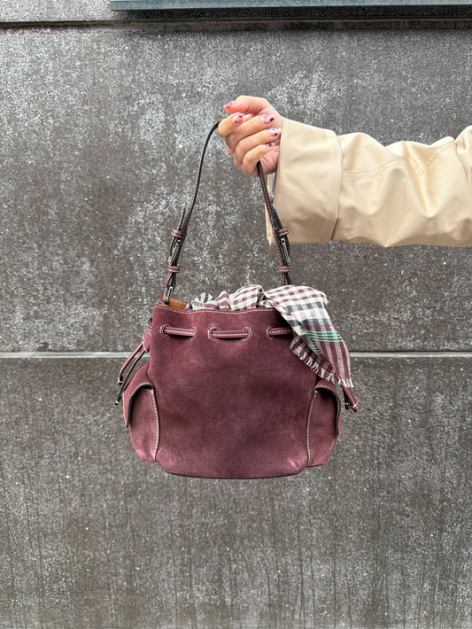 Becksöndergaard, Suede Bucket Small Bag - Maroon Brown, bags, bags, bags