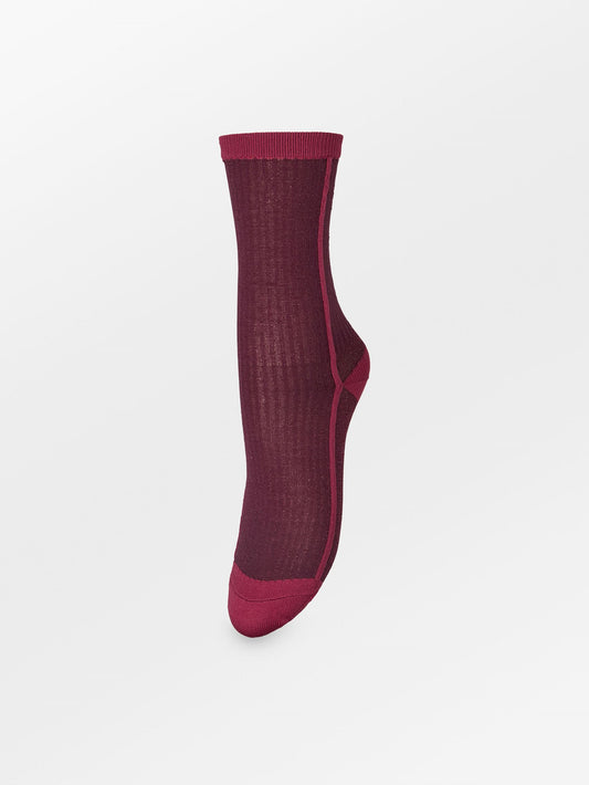 Becksöndergaard, Stripy Glitter Sock - Fig Red, socks, socks, black week, black week