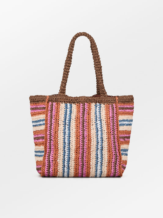 Becksöndergaard, Stripe Straw Tota Bag - Mocha Brown, bags, bags, bags, bags, bags, bags, bags