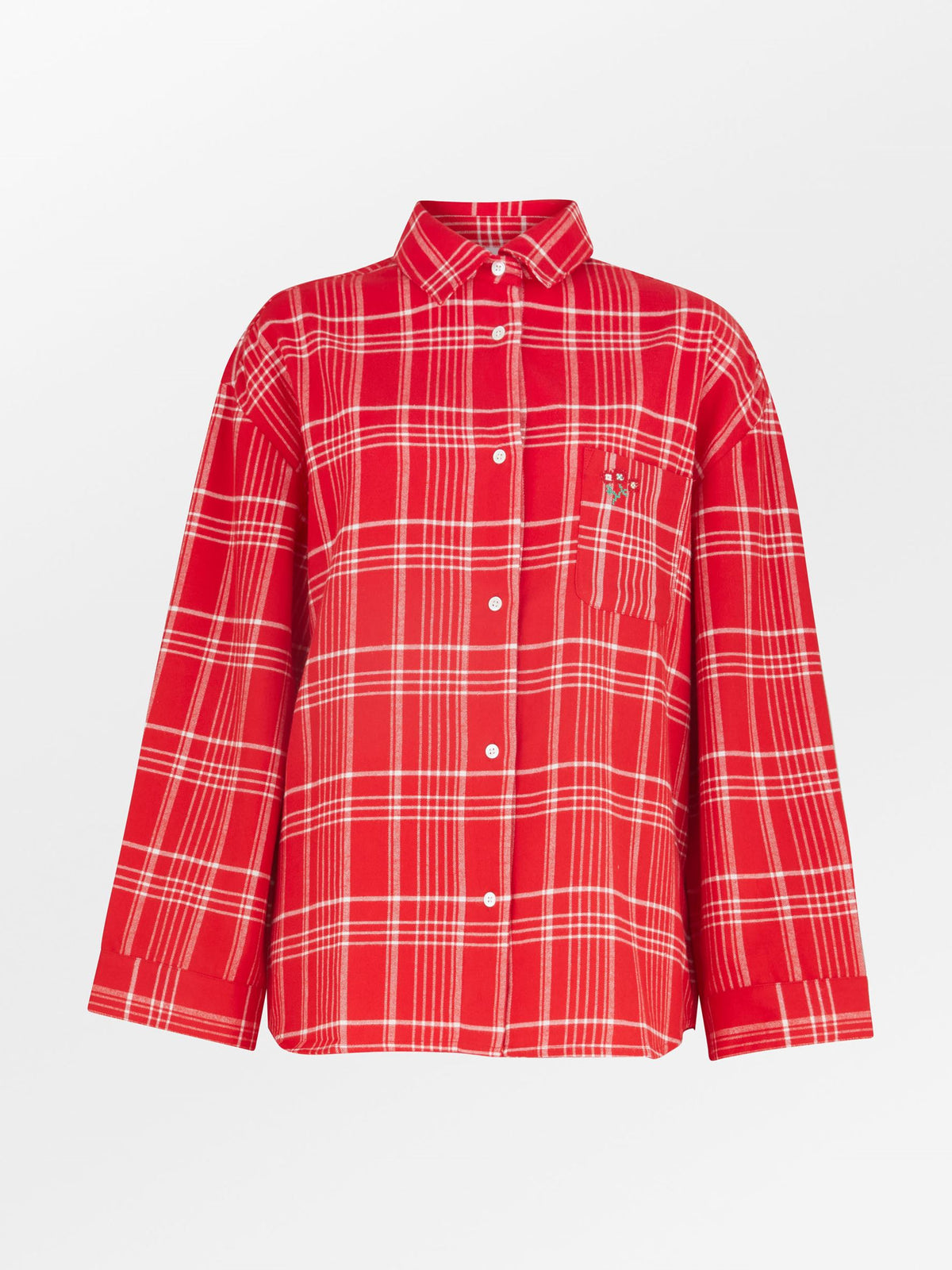 Becksöndergaard, Flannel Grid Pyjamas Shirt - Salsa Red, pyjamas, pyjamas