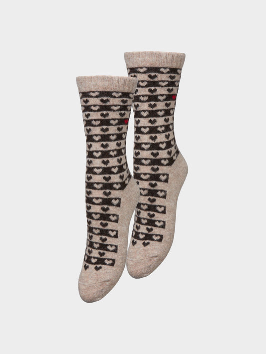 Becksöndergaard, Heart Wola Sock 2 Pack - Soft Beige, socks, socks, black week, black week