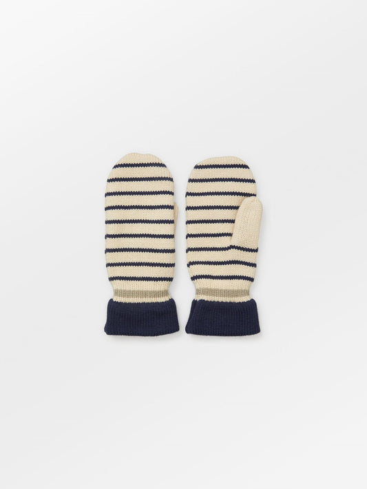 Becksöndergaard, Thin Striped Emerald Mittens - Birch White, accessories, accessories, archive, archive, winter accessories, archive, winter accessories, black week, black week