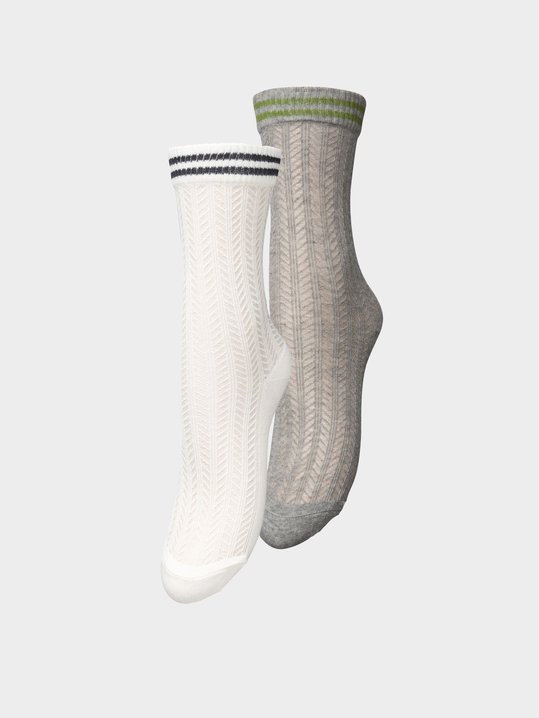 Becksöndergaard, Zilla Sporty Cotta Sock 2 Pack - Grey Melange/White, struct - slet produkter
