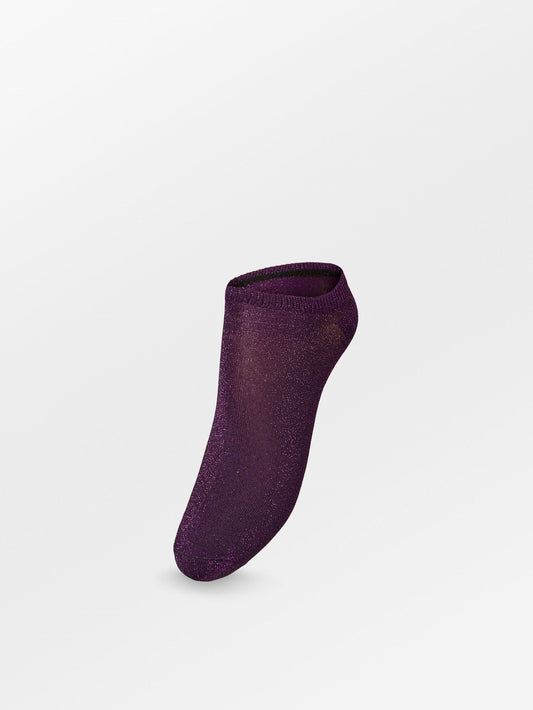 Solid Glitter Sneakie Sock - Purple  Socks Becksöndergaard.se