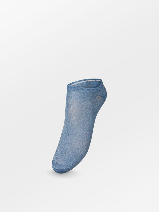 Solid Glitter Sneakie Sock - Blue  Socks Becksöndergaard.se