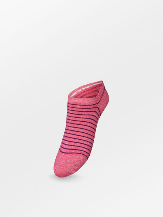 Stripe Glitter Sneakie Sock - Hot Pink  Socks Becksöndergaard.se