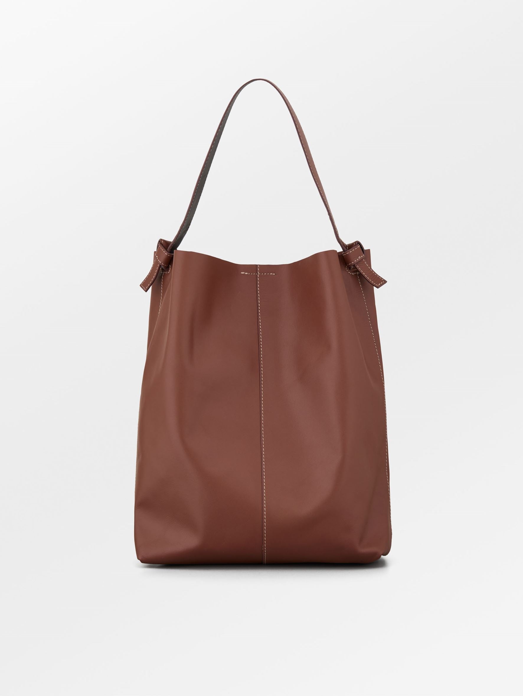 Glossy Mae Leather Shopper Bag - Brown  OneSize Becksöndergaard.se