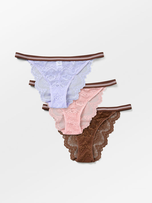 Becksöndergaard, Wave Lace Ray Tanga 3 Pack - Brown/Rose/Lavender, archive, archive, sale, sale, gifts